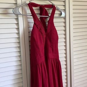 NWT Maroon Floor-Length Halter Dress